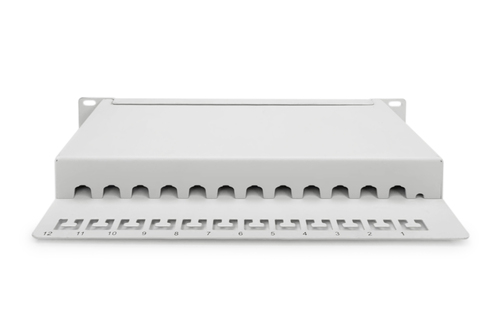 Digitus CAT 6A Patch Panel, shielded, 12-Port, 1HE, 10", grey
