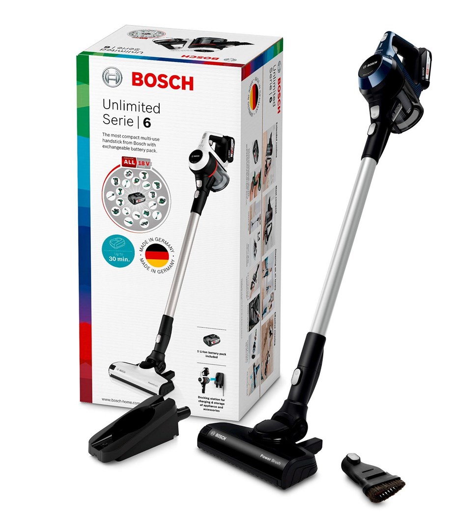 Bosch Serie 6 BBS611PCK stick vacuum/electric broom 2-in-1 stick vacuum Battery Dry Hygiene Filter Bagless Blue 2.5 Ah