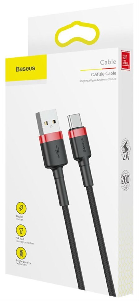Baseus Cafule USB cable 2 m USB A USB C Black, Red