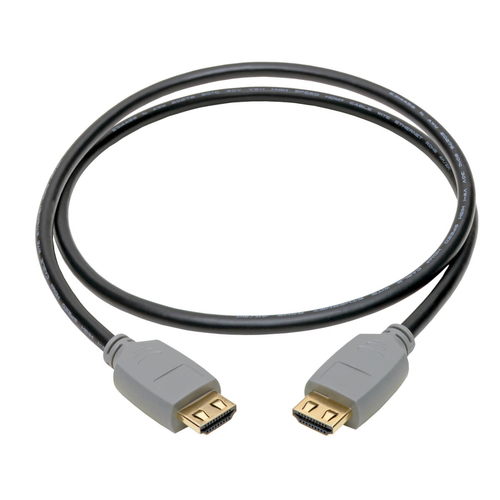 Tripp Lite P568-01M-2A 4K HDMI Cable (M/M) - 4K 60 Hz, HDR, 4:4:4, Gripping Connectors, Black, 1 m