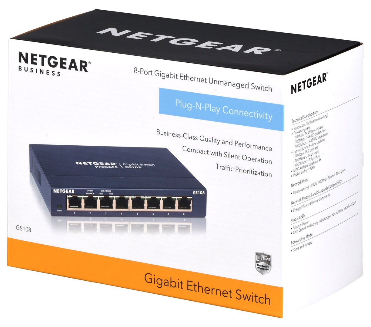 NETGEAR GS108GE network switch Unmanaged Gigabit Ethernet (10/100/1000) Blue