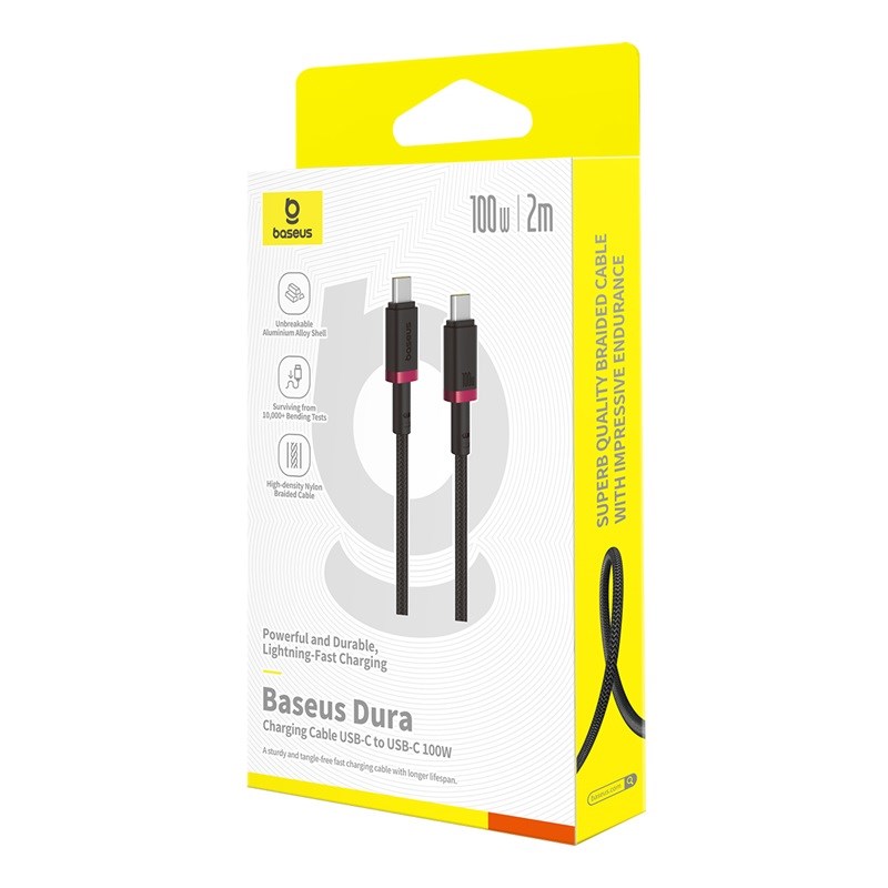 Baseus Dura Type C to Type C 100 W fast charging cable 2 m Black  Red