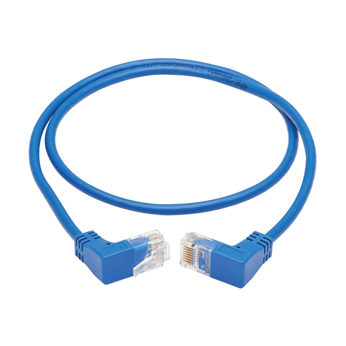 Tripp Lite N204-S03-BL-UD Up/Down-Angle Cat6 Gigabit Molded Slim UTP Ethernet Cable (RJ45 Up-Angle M to RJ45 Down-Angle M), Blue, 3 ft. (0.91 m)
