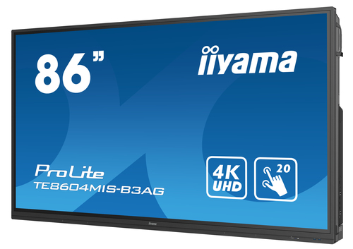iiyama TE8604MIS-B3AG-REF Signage Display Interactive flat panel 2.17 m (85.6") LED Wi-Fi 400 cd/m² 4K Ultra HD Black Touchscreen Built-in processor Android 9 24/7