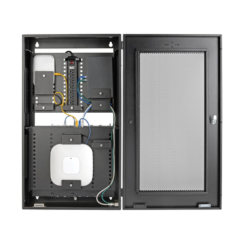 Tripp Lite SRWF6UMOD SmartRack 3U Low-Profile Vertical-Mount Switch-Depth Wall-Mount Structured Wiring Enclosure, Adjustable Equipment Brackets