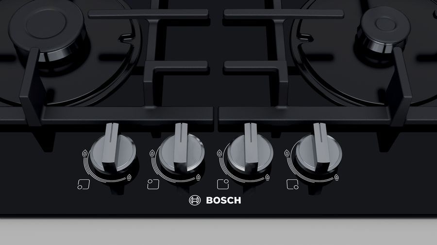 Bosch Serie 4 PNH6B6B90 hob Black Built-in 60 cm Gas 4 zone(s)