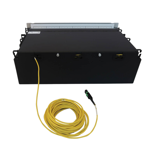 Tripp Lite Preloaded Fiber Patch Panel, 3U - 24x (12F MTP/MPO-APC to 4x LC Duplex F/F) 8F Trunk Cables, OS2 Singlemode, 10 m (32.8 ft.)