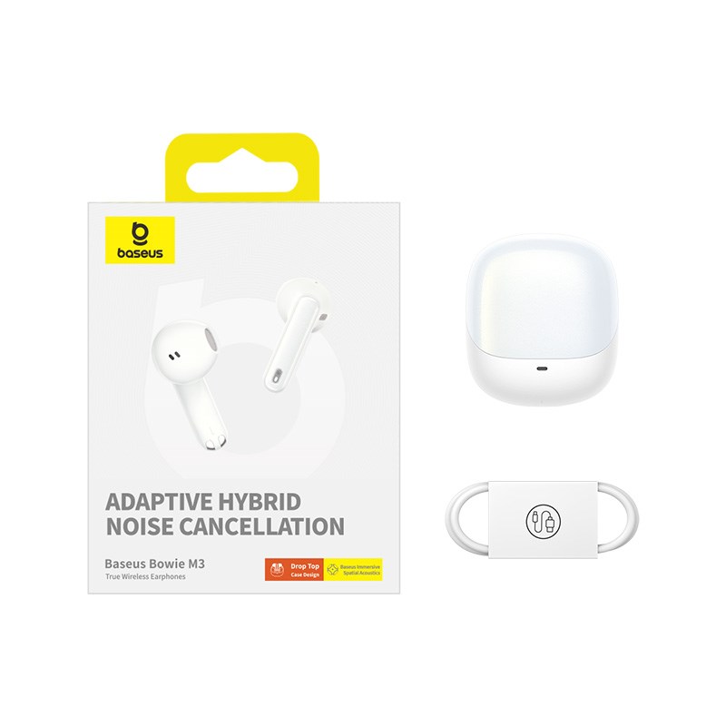 Baseus Bowie M3 Headset Wired In-ear Calls/Music USB Type-C White