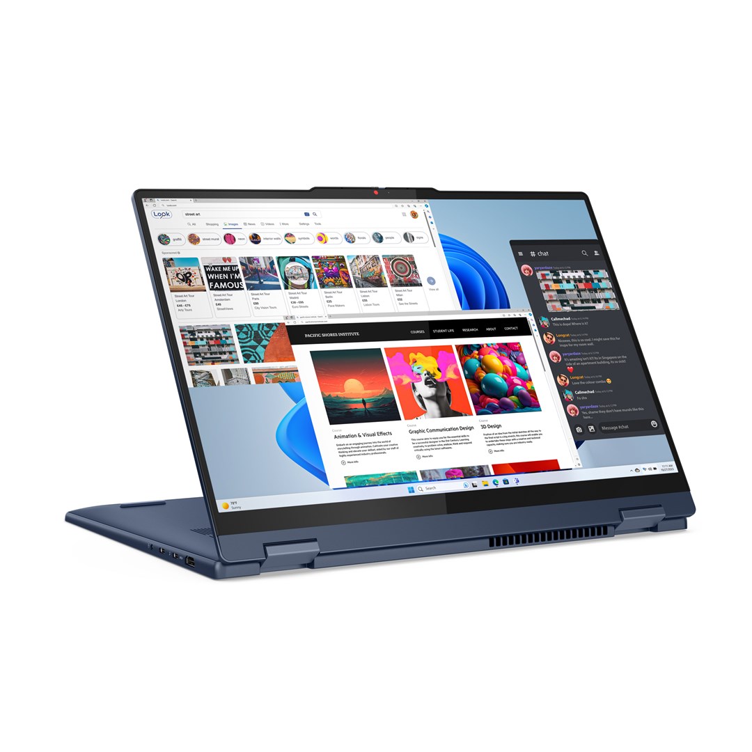Lenovo IdeaPad 5 Intel Core 7 150U Hybrid (2-in-1) 40.6 cm (16") Touchscreen WUXGA 16 GB LPDDR5x-SDRAM 1 TB SSD Wi-Fi 6 (802.11ax) Windows 11 Home Blue New Repack/Repacked