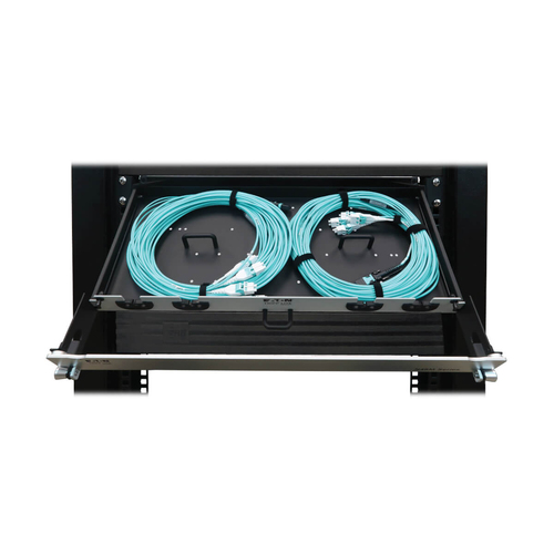 Tripp Lite Preloaded Fiber Panel, 1U - 2x (12F MTP/MPO-PC to 4x LC Duplex F/M) 8F Trunk Cables, OM4 Multimode, 20 m (65.6 ft.)