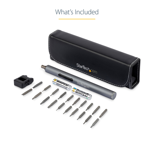 StarTech.com 20-Bit Electric Precision Screwdriver Set - Portable/Mini Battery Powered Bit Driver Kit for Electronic, Laptop, Computer, Tablet & Phone Repairs - Magnetic - Cordless