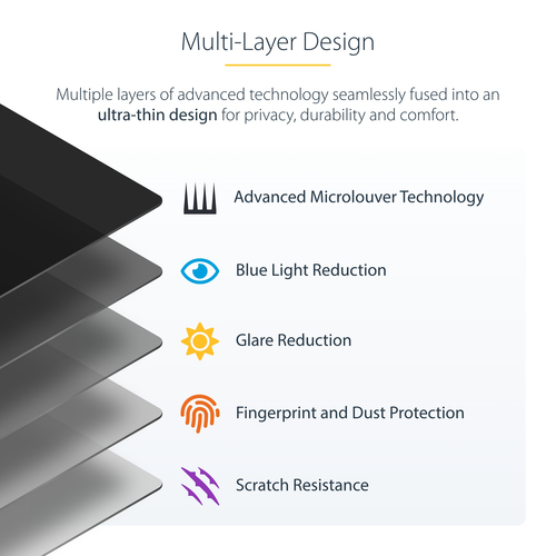 StarTech.com 14-inch 16:10 Flip-Over Privacy Screen with Touch, Anti-Glare Privacy Filter, Laptop Monitor Screen Protector with 51% Blue Light Reduction