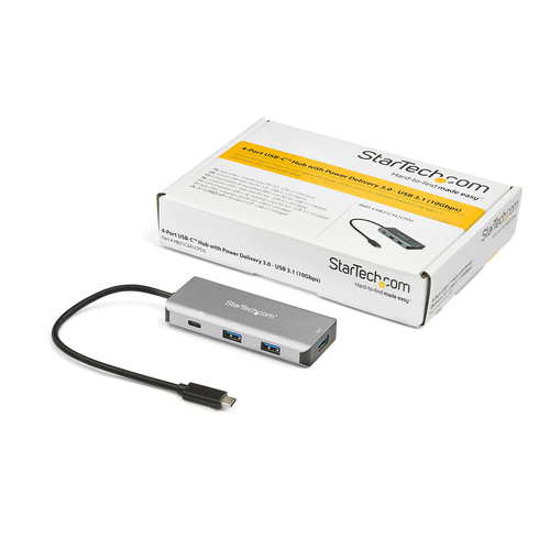 StarTech.com 4 Port USB C Hub (10Gbps) to 3x USB-A & 1x USB-C - 100W Power Delivery Passthrough Charging - Portable USB 3.1 Gen 2/USB 3.2 Gen 2 Type C Laptop Adapter - Works w/ TB3~4 Port USB C Hub (10Gbps) to 3x USB-A & 1x USB-C - 100W Power Delivery Passthrough Charging - Portable USB 3.2 Gen 2 Type C Laptop Adapter - Works w/ TB3