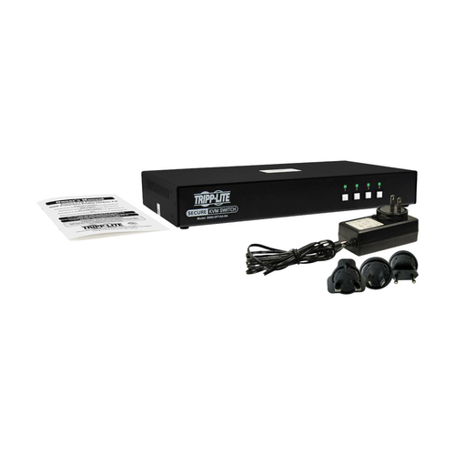 Tripp Lite B002-DP1A4-N4 Secure KVM Switch, 4-Port, Single Head, DisplayPort to DisplayPort, 4K, NIAP PP4.0, Audio, TAA