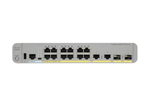 Cisco Catalyst 3560CX-8PC-S Network Switch, 8 Gigabit Ethernet (GbE) Ports, 8 PoE+ Outputs, 240W PoE Budget, two 1 G SFP and two 1 G Copper Uplinks, Enhanced Limited Lifetime Warranty (WS-C3560CX-8PC-S)