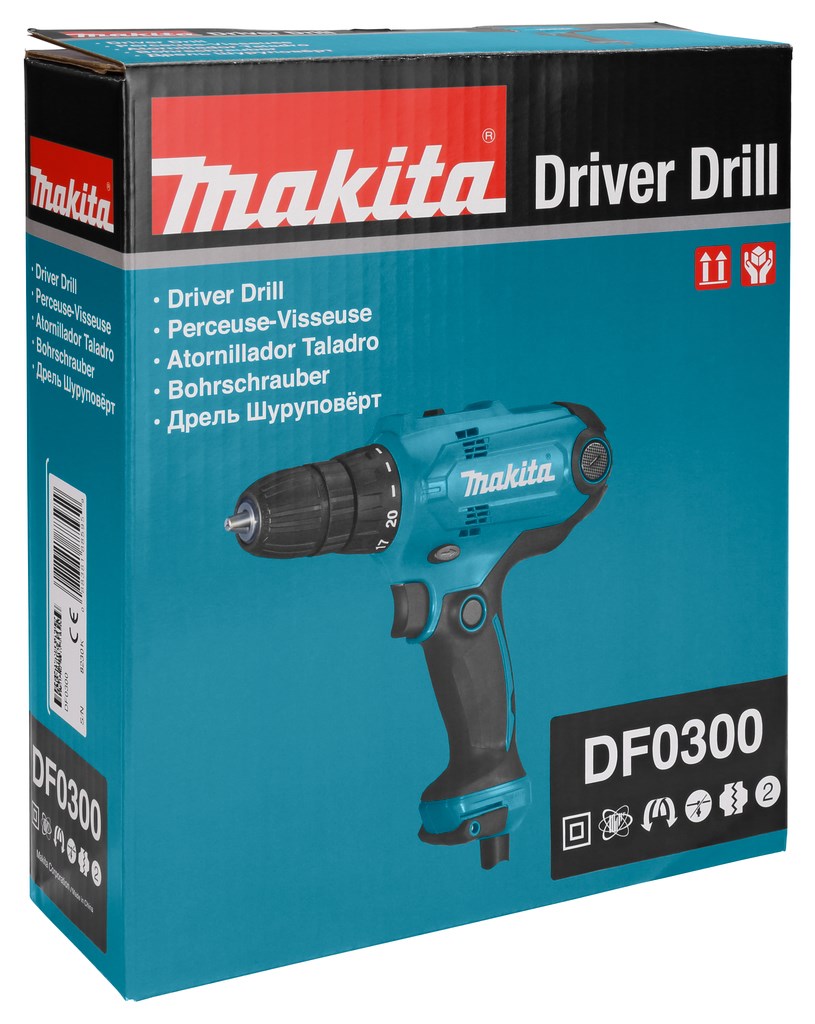 Makita DF0300 drill 1500 RPM Keyless 1.2 kg Black  Blue