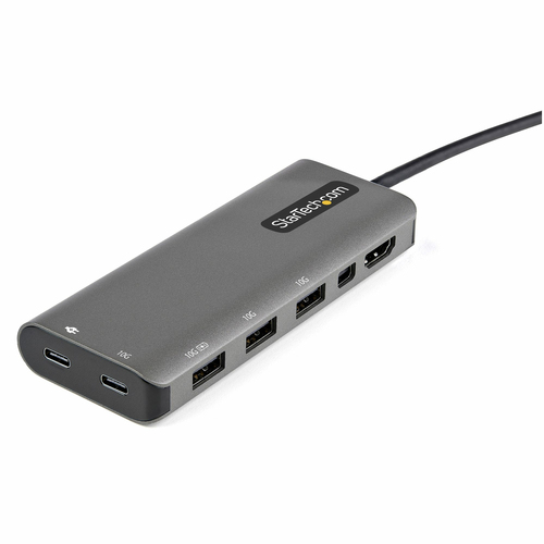 StarTech.com USB C Multiport Adapter - USB-C to HDMI or Mini DisplayPort 4K 60Hz, 100W Power Delivery Pass-Through, 4-Port 10Gbps USB Hub - USB Type-C Mini Dock - w/ 12" Attached Cable