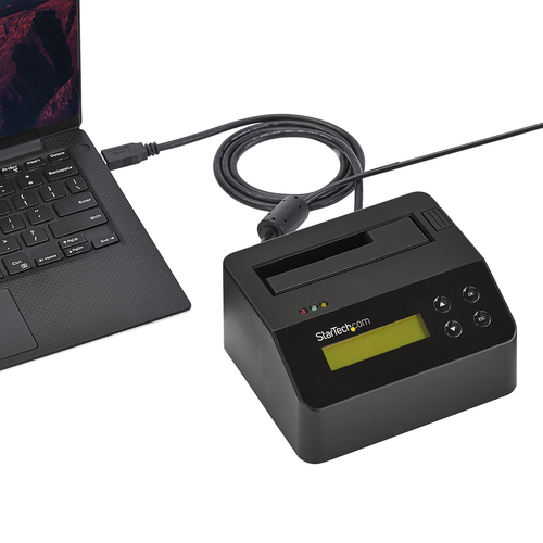 StarTech.com Single Bay Hard Drive Eraser, Standalone HDD/SSD Sanitizer, USB 3.0 to SATA II (3 Gbps), 9 Erase Modes, LCD Display, Secure Erase Hard Disk Sanitizer Dock, DB-9 Printer Port, TAA Compliant