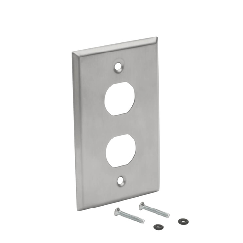 Tripp Lite N206-FP02-IND 2-Port Single Gang Faceplate, Stainless Steel, Industrial Grade, IP44, TAA