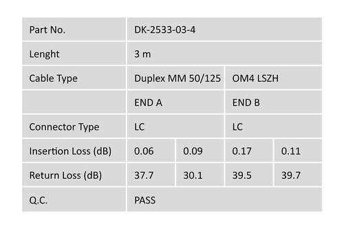 Digitus Fiber Optic Multimode Patchcord, OM4, LC / LC