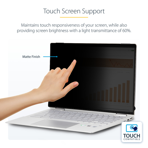 StarTech.com 13.5-inch 3:2 Flip-Over Privacy Screen with Touch, Anti-Glare Privacy Filter, Laptop Monitor Screen Protector with 51% Blue Light Reduction