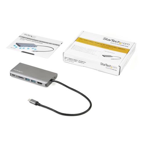 StarTech.com USB C Multiport Adapter - USB-C Mini Travel Dock w/ 4K HDMI or 1080p VGA - 3x USB 3.0 Hub, SD, GbE, Audio, 100W PD Pass-Through - Portable Docking Station for Laptop/Tablet