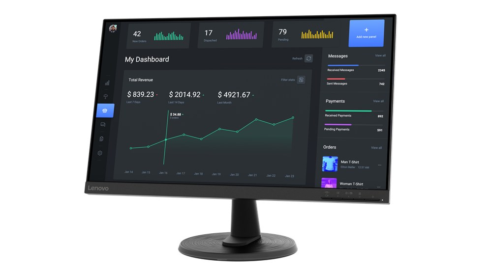 Lenovo D24-40 computer monitor 60.5 cm (23.8") 1920 x 1080 pixels Full HD LED Black