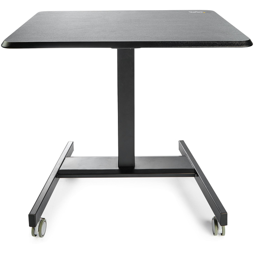 StarTech.com Mobile Standing Desk - Portable Sit Stand Ergonomic Height Adjustable Cart on Wheels - Rolling Computer/Laptop Workstation Table with Locking One-Touch Lift for Teacher/Student