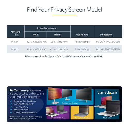 162MG-PRIVACY-SCREEN - Computer Systems by StarTech.com
