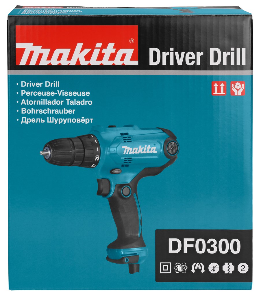 Makita DF0300 drill 1500 RPM Keyless 1.2 kg Black  Blue