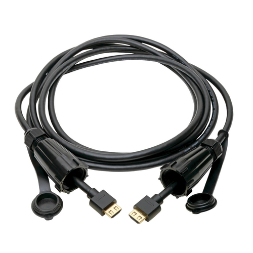 Tripp Lite P569-012-IND2 High-Speed HDMI Cable (M/M) - 4K 60 Hz, HDR, Industrial, IP68, Hooded Connectors, Black, 12 ft.