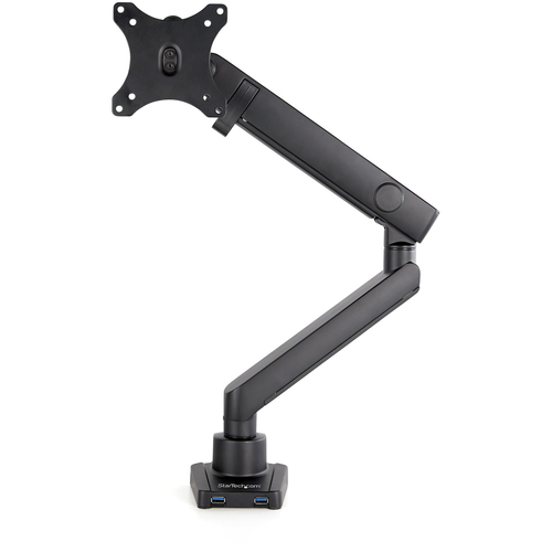 StarTech.com Desk Mount Monitor Arm with 2x USB 3.0 ports, Slim Full Motion Single Monitor Mount, up to 34" (17.6lb/8kg) VESA Display, Clamp/Grommet Mount, Mechanical Spring