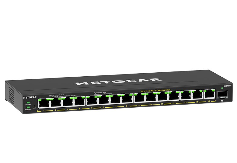 NETGEAR GS316EP-100PES network switch Managed Gigabit Ethernet (10/100/1000) Power over Ethernet (PoE) Black