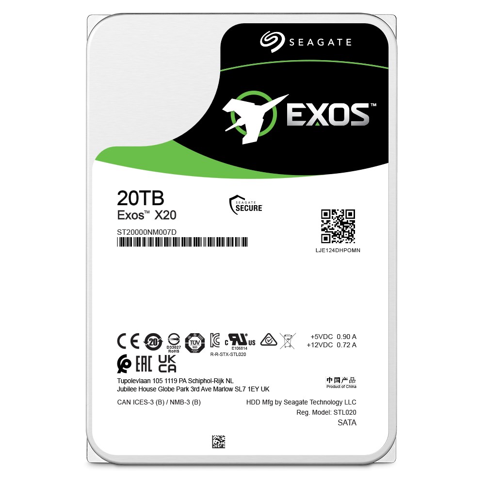 Seagate Enterprise Exos X20 internal hard drive 20 TB 7200 RPM 3.5" Serial ATA III