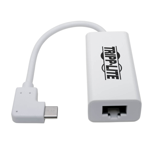 Tripp Lite U436-06N-GBW-RA USB-C to Gigabit Network Adapter with Right Angle USB-C, Thunderbolt 3 Compatibility - White