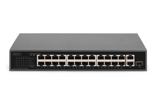 Digitus 24 Port Fast Ethernet PoE Switch , 2 Gigabit Uplinks (RJ45 / SFP)