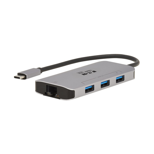 Tripp Lite U460-003-3AGALC 3-Port USB-C Hub - USB 3.x (5Gbps) Hub Ports, Gigabit Ethernet, Thunderbolt 3, 100W PD Charging, Aluminum Housing