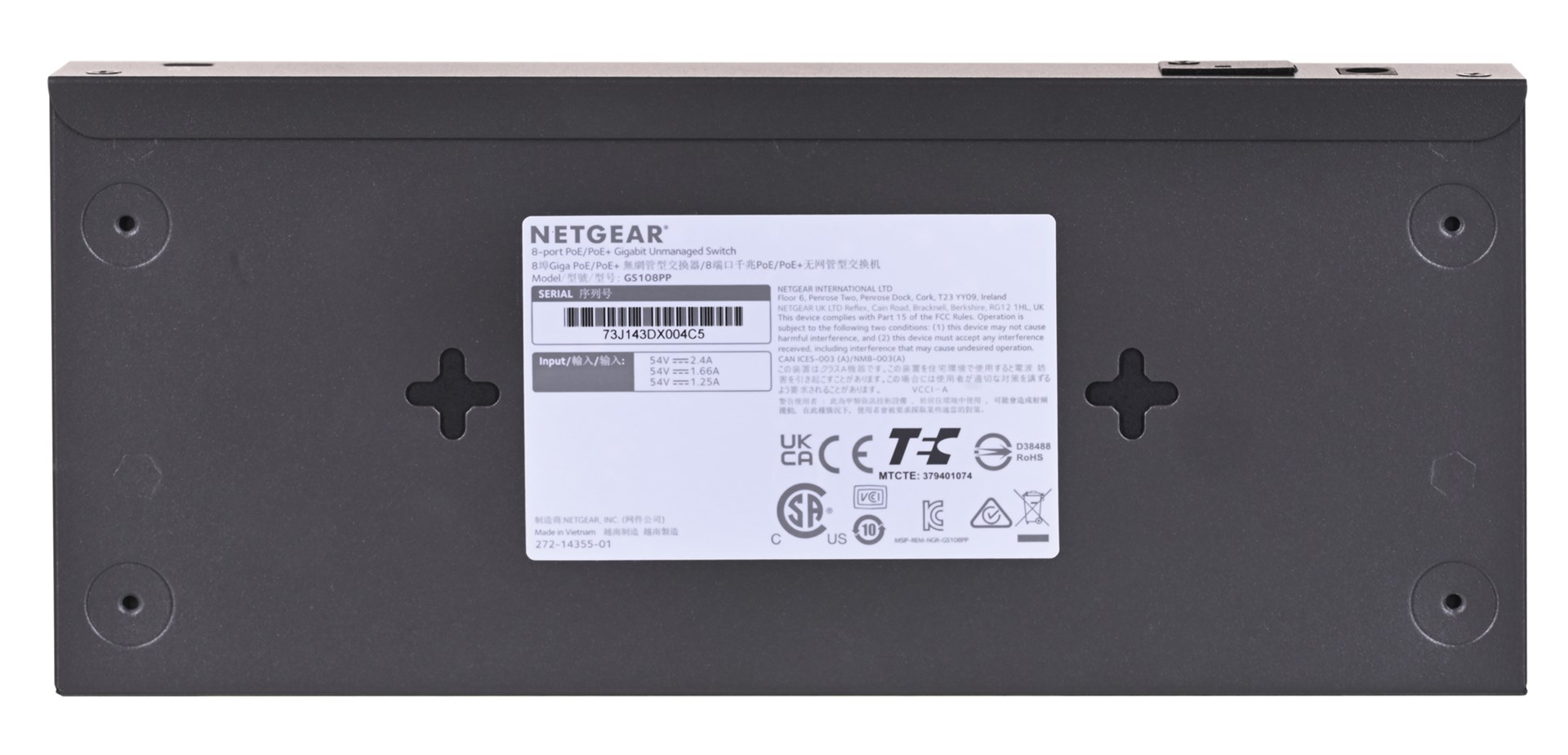 NETGEAR GS108PP Unmanaged Gigabit Ethernet (10/100/1000) Power over Ethernet (PoE) Black