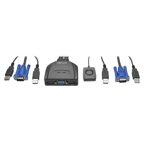 Tripp Lite B032-VU2 2-Port USB/VGA Cable KVM Switch with Cables and USB Peripheral Sharing