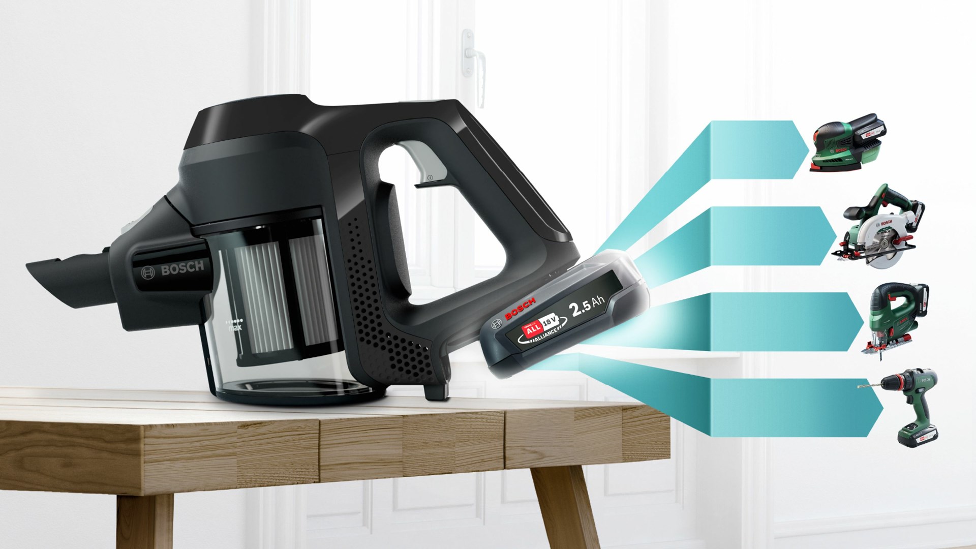 Bosch Serie 6 BBS611BSC stick vacuum/electric broom 2-in-1 stick vacuum Battery Dry Bagless Black 2.5 Ah