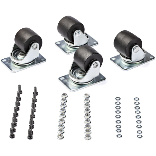 StarTech.com Heavy Duty Casters for Server Racks/Cabinets - Set of 4 Universal M6 2-inch Caster Kit - Replacement Swivel Caster Wheels (45x75mm pattern) for 4 Post Racks - Steel/Plastic