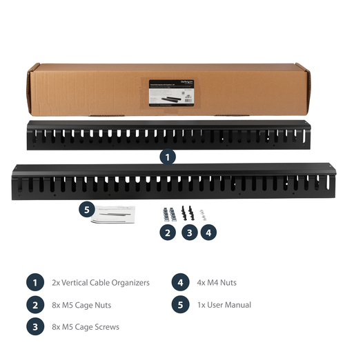 StarTech.com Vertical Cable Organizer with Finger Ducts - 0U - 6 ft.