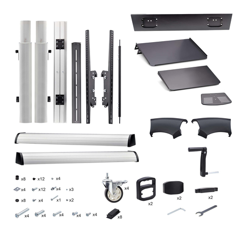 StarTech.com Rolling TV Cart/Stand On Wheels For 60-100inch Flat Screens Up To 220lb (100kg), Height Adjustment via Hand Crank, Mobile/Portable Trolley Mount