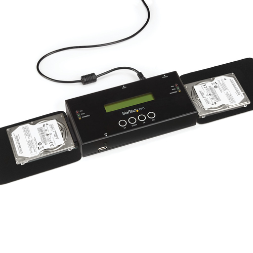 StarTech.com 1:1 Standalone Hard Drive Duplicator and Eraser, SAS and SATA HDD/SSD Cloner/Copier, Hard Drive Duplicator and Sanitizer, LCD Display, TAA Compliant