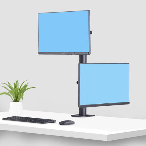 StarTech.com Desk Mount For 2x Vertically Stacked Monitors, Dual 49", Total 70lb (32kg), C-Clamp, Quick-Release VESA System, Widescreen 16:9/Ultrawide 32:9, TAA