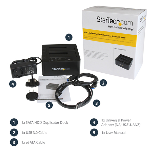 StarTech.com Dual Bay Hard Drive Duplicator, Standalone USB 3.0 (5 Gbps) / eSATA to 2.5/3.5" SATA III HDD/SSD Cloner/Copier, Hard Drive Docking Station, Hard Disk Cloner