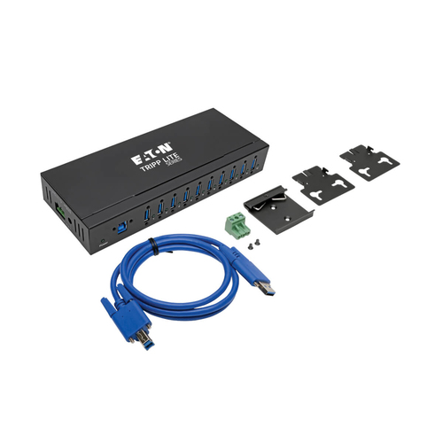 Tripp Lite U360-010-IND 10-Port Industrial-Grade USB 3.x (5Gbps) Hub - 20 kV ESD Immunity, Metal Housing, Mountable