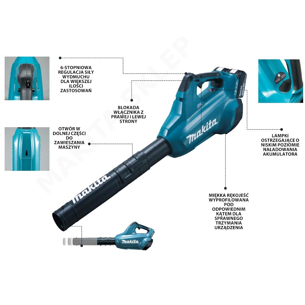Makita DUB362Z cordless leaf blower 193 km/h Black  Turquoise 18 V Lithium-Ion (Li-Ion)