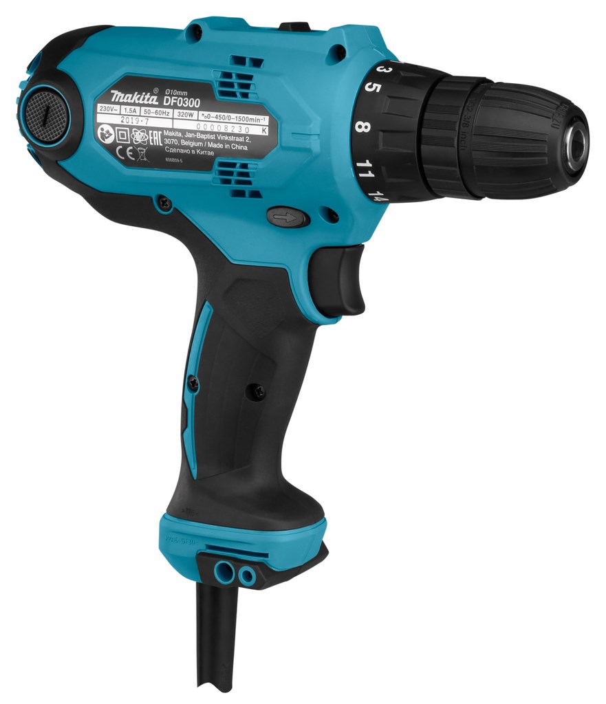 Makita DF0300 drill 1500 RPM Keyless 1.2 kg Black  Blue