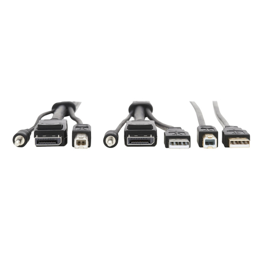 Tripp Lite DisplayPort KVM Cable Kit - DP, USB, 3.5 mm Audio (3xM/3xM) + USB (M/M), 4K, 4:4:4, 6 ft. (1.83 m), Black